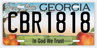 GA license plate CBR1818