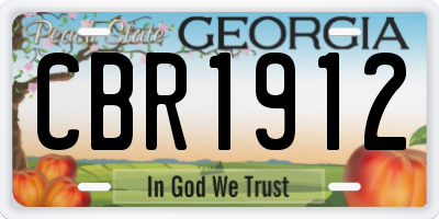 GA license plate CBR1912