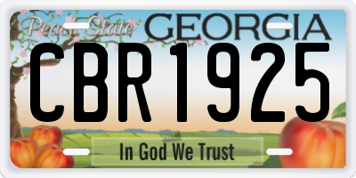 GA license plate CBR1925