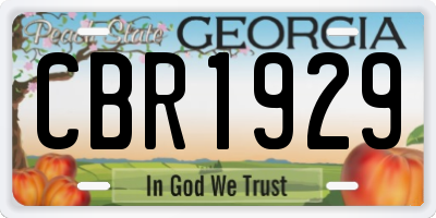 GA license plate CBR1929