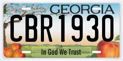 GA license plate CBR1930