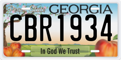 GA license plate CBR1934