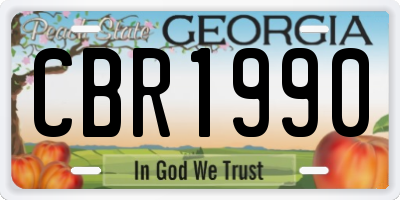 GA license plate CBR1990