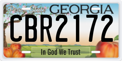 GA license plate CBR2172