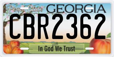 GA license plate CBR2362