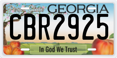 GA license plate CBR2925