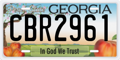 GA license plate CBR2961