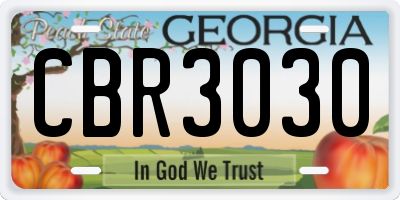 GA license plate CBR3030