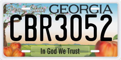 GA license plate CBR3052