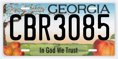 GA license plate CBR3085