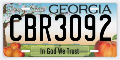 GA license plate CBR3092