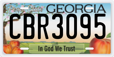 GA license plate CBR3095