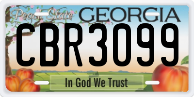 GA license plate CBR3099