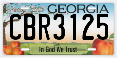 GA license plate CBR3125