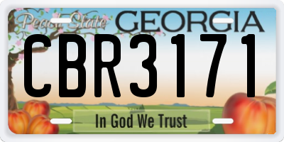 GA license plate CBR3171