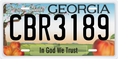 GA license plate CBR3189