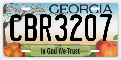 GA license plate CBR3207