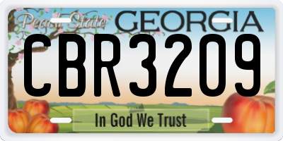 GA license plate CBR3209