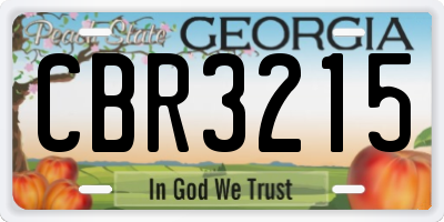 GA license plate CBR3215