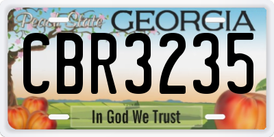 GA license plate CBR3235
