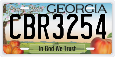GA license plate CBR3254