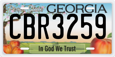 GA license plate CBR3259