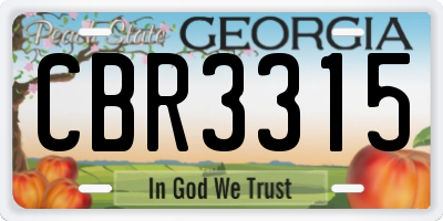 GA license plate CBR3315