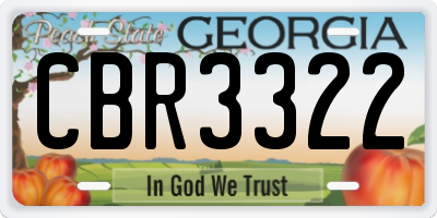 GA license plate CBR3322