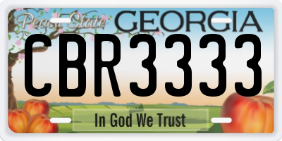 GA license plate CBR3333