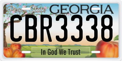 GA license plate CBR3338