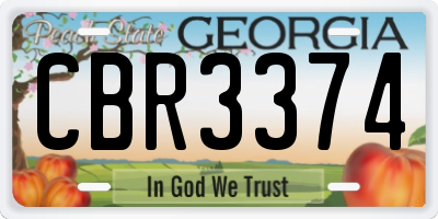 GA license plate CBR3374