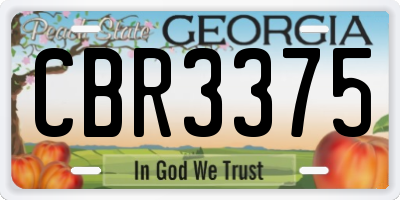 GA license plate CBR3375