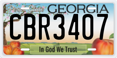 GA license plate CBR3407
