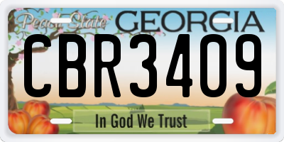 GA license plate CBR3409