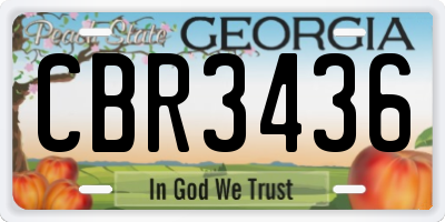GA license plate CBR3436