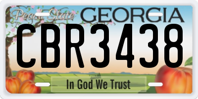 GA license plate CBR3438