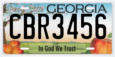 GA license plate CBR3456