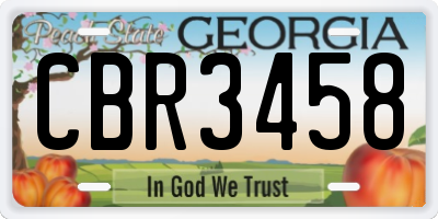 GA license plate CBR3458