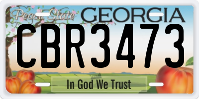 GA license plate CBR3473