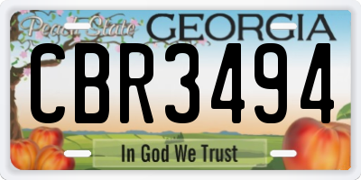 GA license plate CBR3494