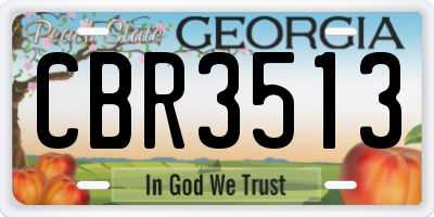 GA license plate CBR3513