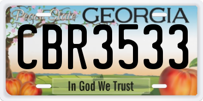 GA license plate CBR3533