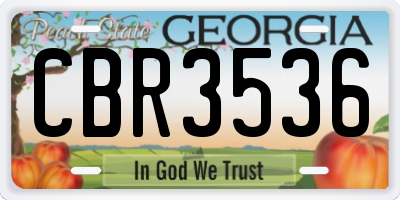 GA license plate CBR3536