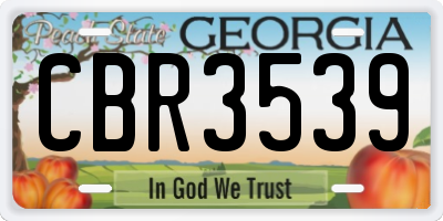 GA license plate CBR3539