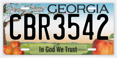 GA license plate CBR3542