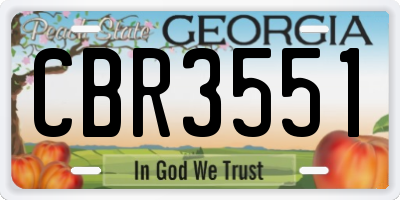 GA license plate CBR3551