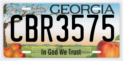 GA license plate CBR3575