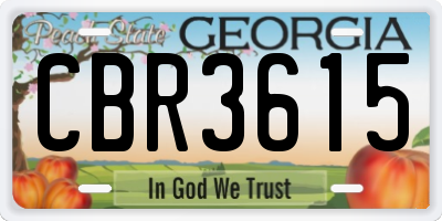 GA license plate CBR3615