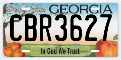 GA license plate CBR3627