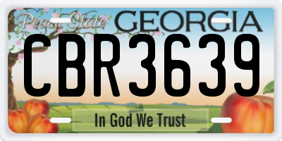 GA license plate CBR3639